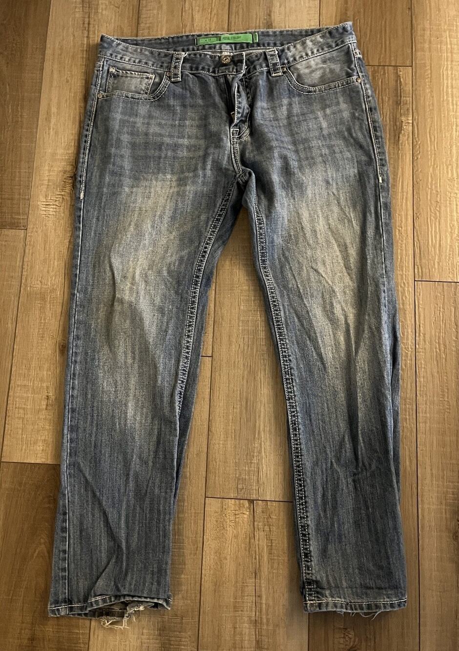 Rock & Roll Cowboy Denim Jeans M38x32 Pistol Straight Regular Western distressed